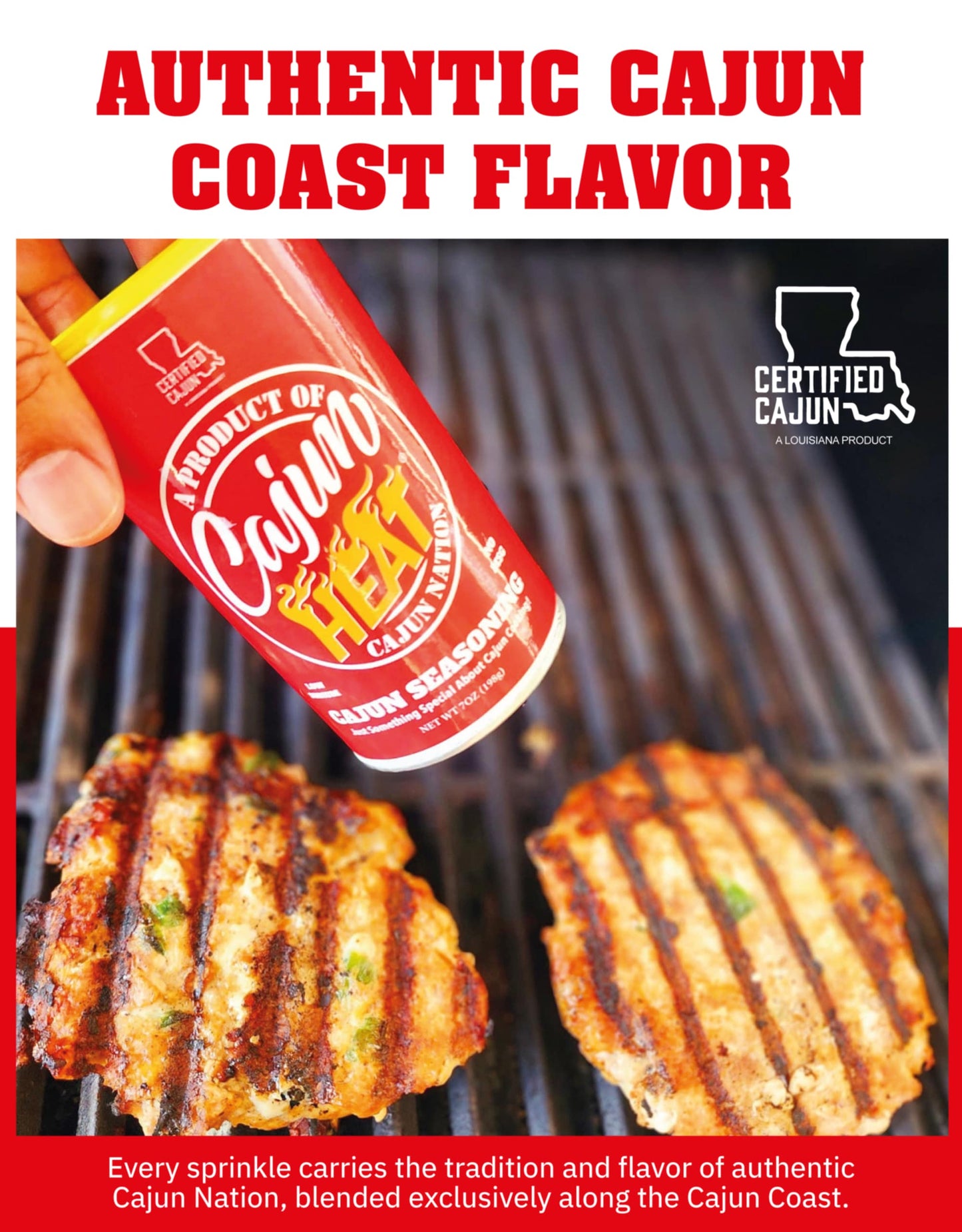 Cajun Heat - Cajun Nation - Cajun Seasoning - Low Sodium - No MSG - Gluten-Free - GEAUX GET THE RED CAN!