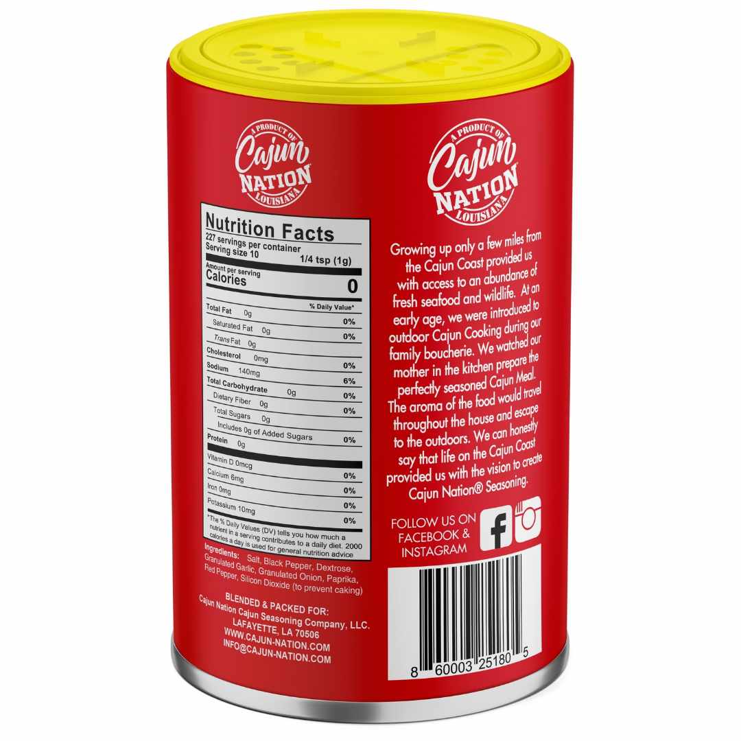 Cajun Nation - Cajun Seasoning - Red Can - Low Sodium - No MSG - Gluten Free - GEAUX GET THE RED CAN!