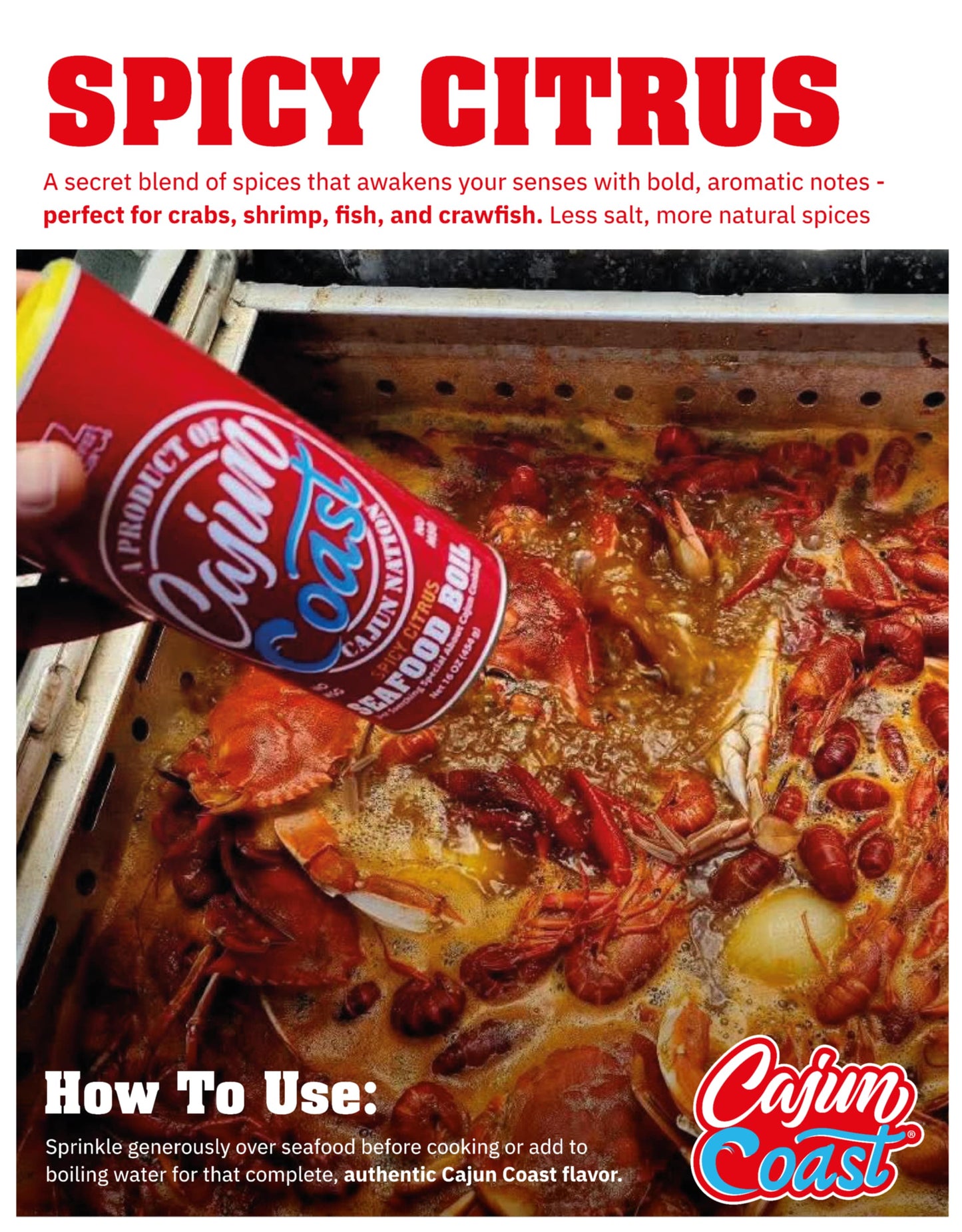 Cajun Nation - Cajun Coast - Spicy Citrus - Seafood Boil - Crawfish - Crawfish Boil - Low Salt - No MSG - Gluten-Free - GEAUX GET THE RED CAN!