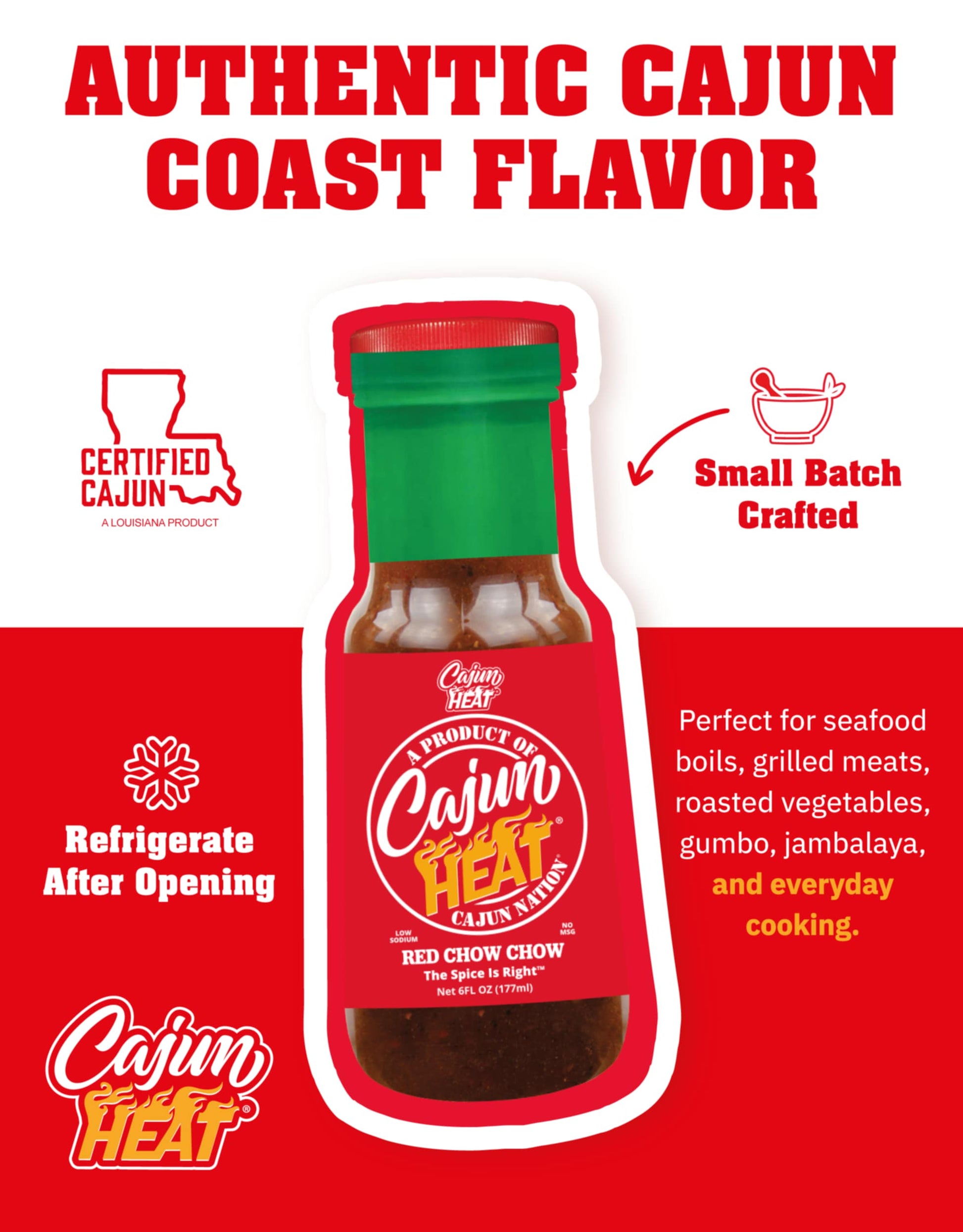 Cajun Nation - Cajun Heat - Chow Chow - Red - Relish - The Spice Is Right.