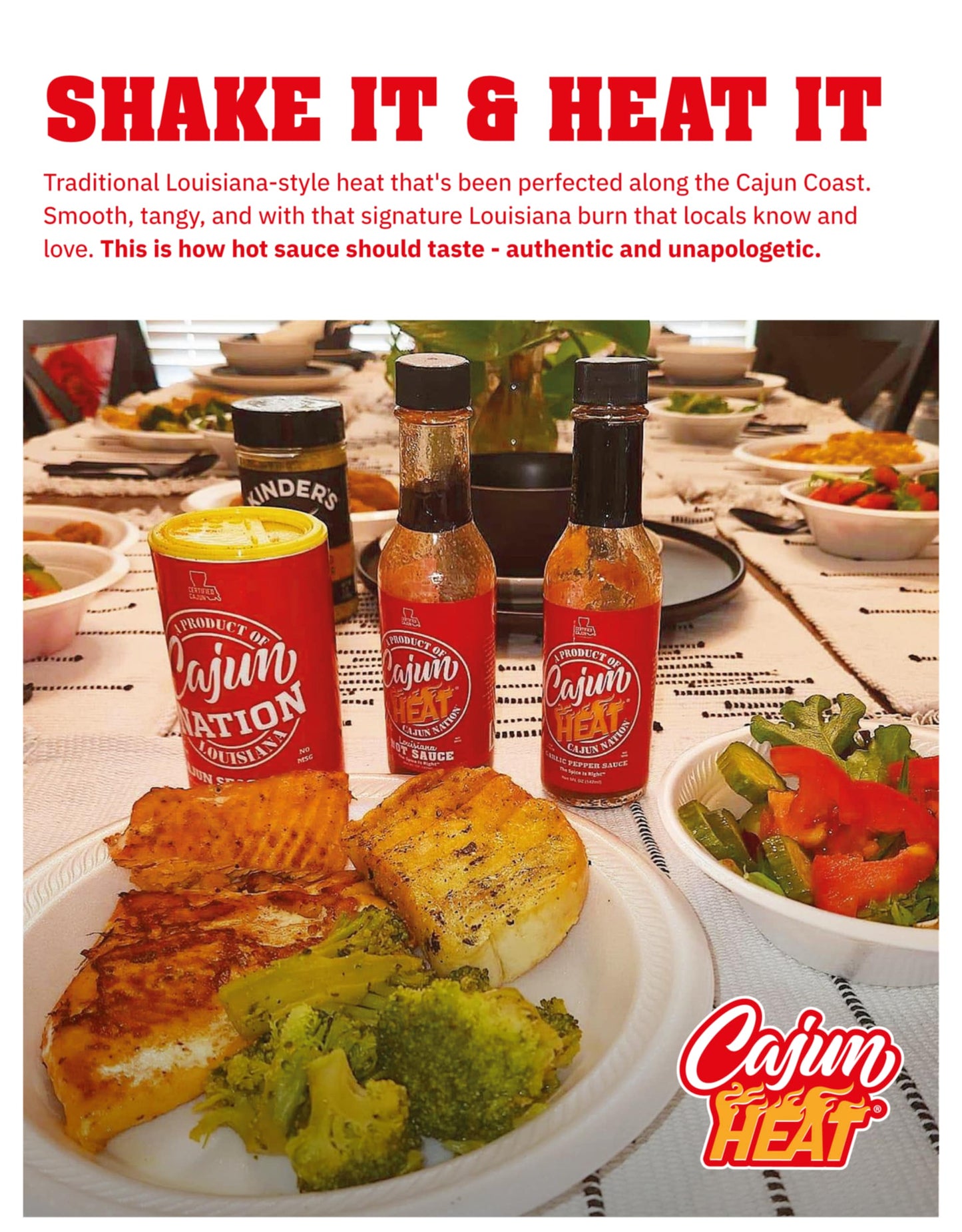 Cajun Nation - Cajun Heat - Garlic - Pepper Sauce - Low Sodium - No MSG - Gluten-Free - The Spice Is Right.