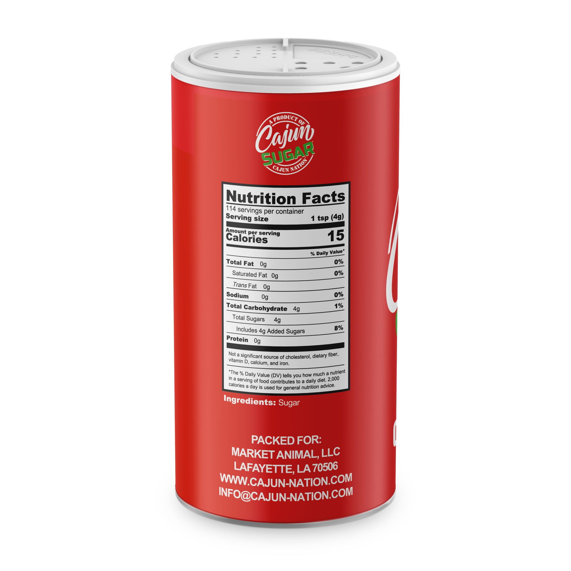  GEAUX GET THE RED CAN -  Cajun Nation Cajun Sugar is 100% Granulated White Sugar, 20 ounce, PURE CANE SUGAR shipped out of Cajun Nation Louisiana along the Cajun Coast.