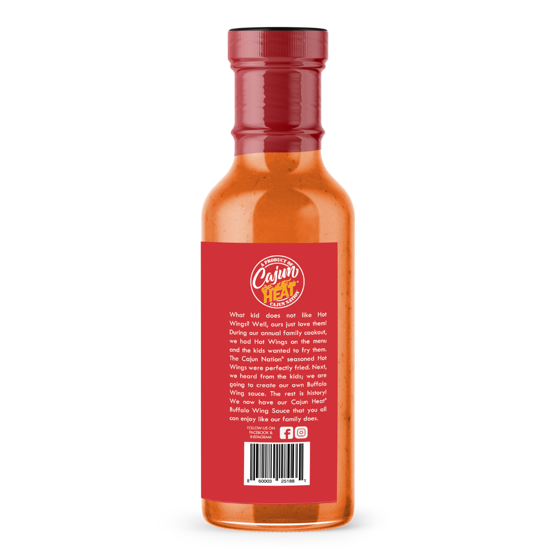 • AUTHENTIC CAJUN FLAVOR – Straight from Louisiana’s Cajun Coast, this bold buffalo wing sauce blends zesty Cajun Nation seasoning for a true Southern kick. The spice is right!
• LOW SODIUM, NO MSG – Only 85mg sodium per serving and no MSG. A flavorful buffalo sauce you can enjoy without guilt, perfect for health-conscious spice lovers.
• VERSATILE USAGE – Ideal on buffalo wings, buffalo chicken, grilled meats, veggies, shrimp, or mixed into buffalo chicken dip. A bold twist on buffalo wild wings sauce!