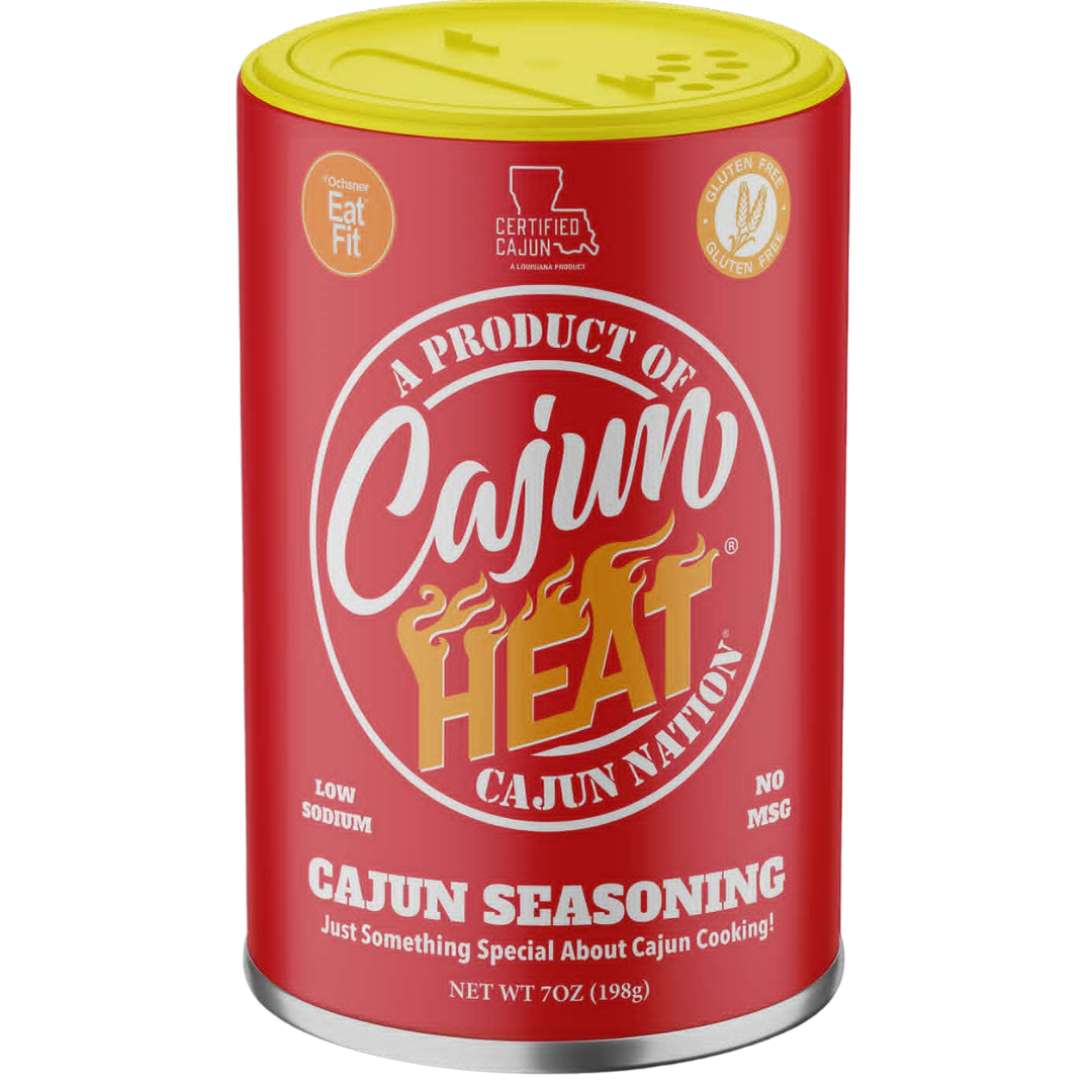 Authentic Cajun Seasoning – Cajun Heat crafted in Louisiana along the Cajun Coast. Low Sodium, Gluten-Free, and No MSG, this seasoning packs extra HEAT and, flavor with only 140mg of sodium per serving—no MSG & no gluten. GEAUX GET THE RED CAN!