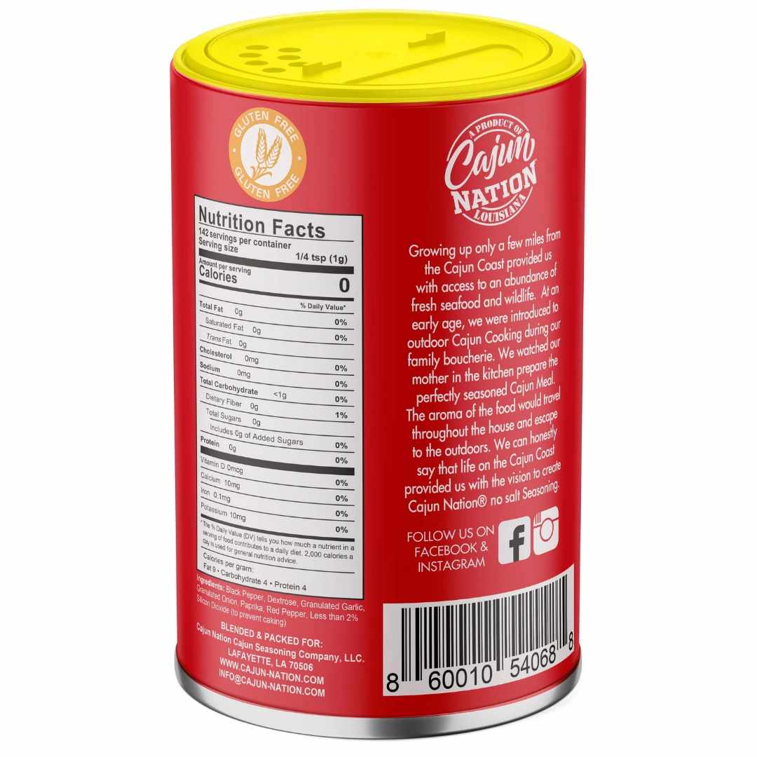 GEAUX GET THE RED CAN - Cajun Nation NO SALT Cajun Seasoning with No MSG and Gluten-Free, Great Flavor, 5 ounce,🚫🧂