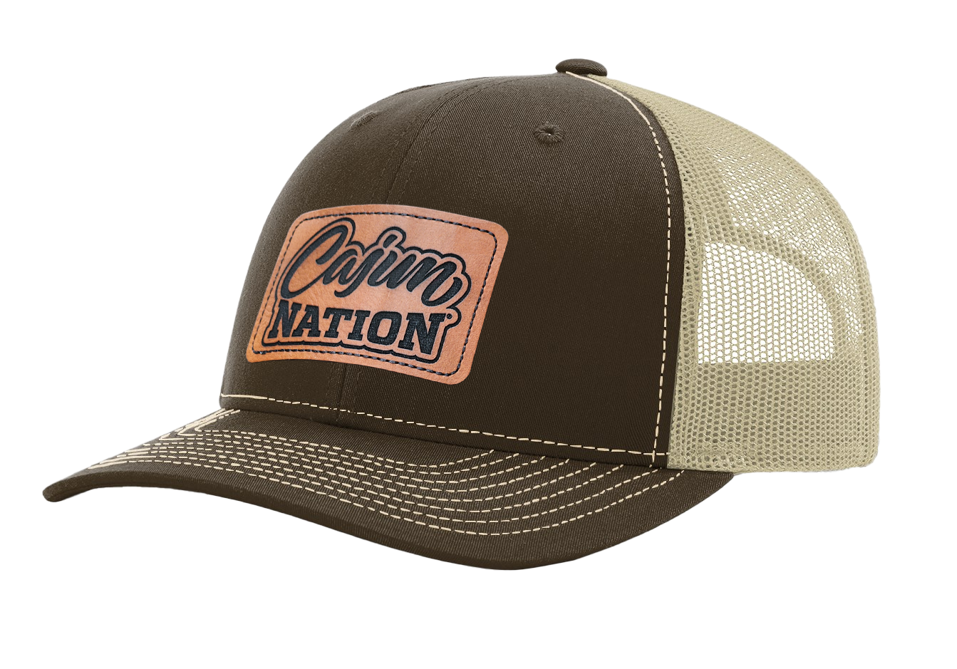Cajun Nation Brown Snap Back with Cajun Nation  Leather Patch