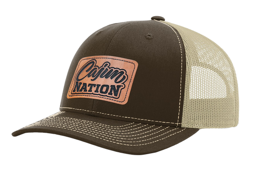 Brown Snap Back with the Leather Cajun Nation Patch