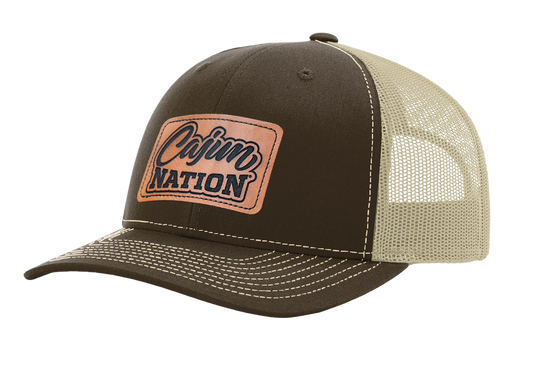Cajun Nation Brown Snap Back with Cajun Nation  Leather Patch