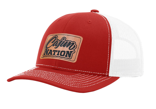 Cajun Nation Red Snap Back with Cajun Nation Leather Patch