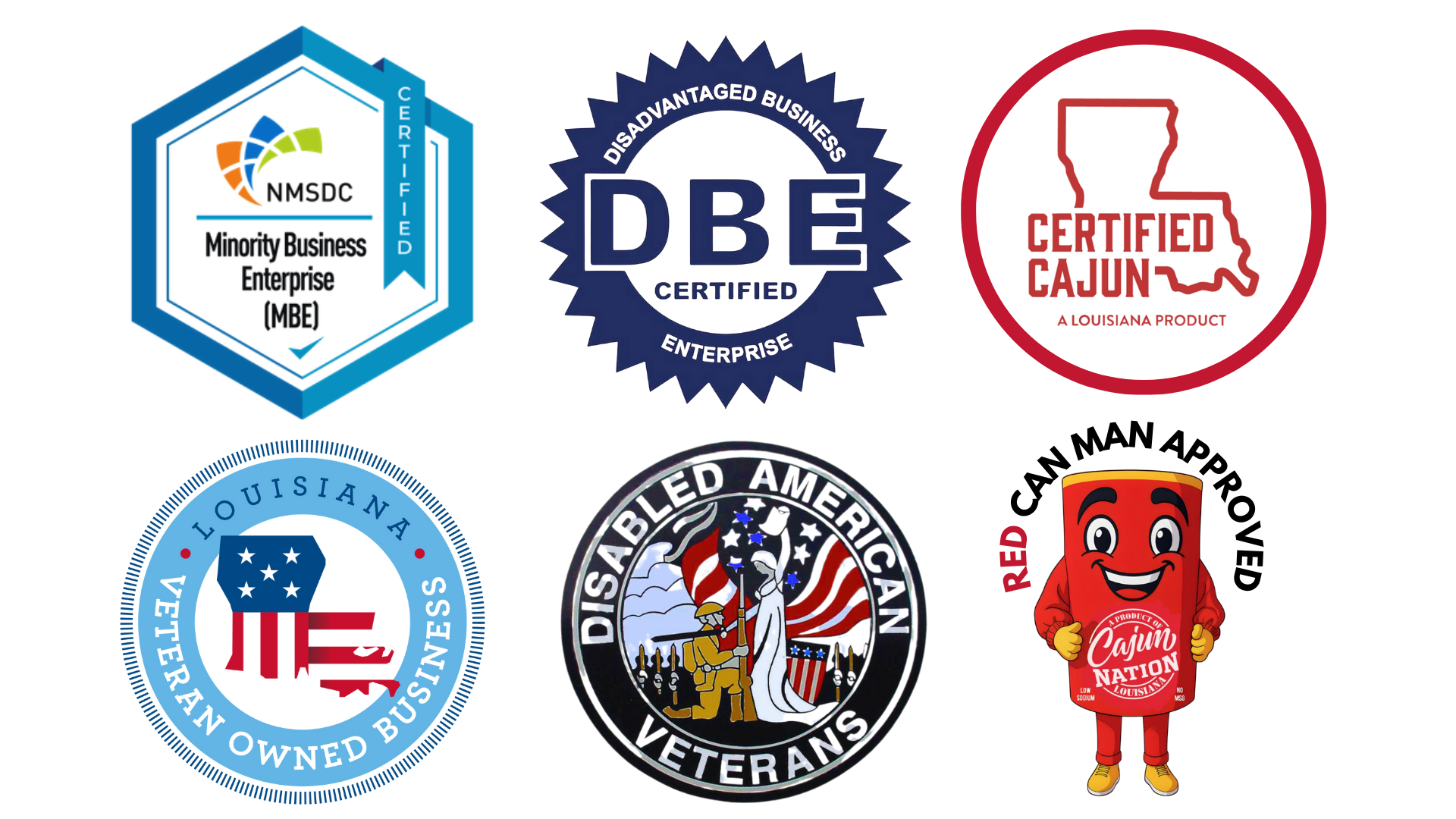 MBE - DBE - Certified Cajun - Veteran Owned Business - Disabled Veterans - Red Can Man