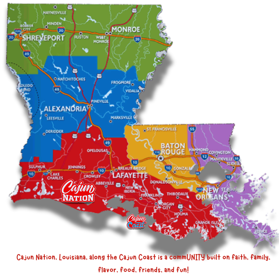 Cajun Nation, Louisiana - Cajun Coast - Louisiana - Map