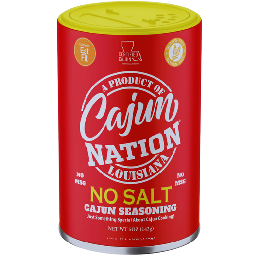 Cajun Nation NO SALT Cajun Seasoning 5oz - Louisiana Certified Cajun - Gluten Free, No MSG - Spicy Cajun Seasoning for Turkey, Jambalaya, Gumbo, Seafood & More - Geaux Get The Red Can!