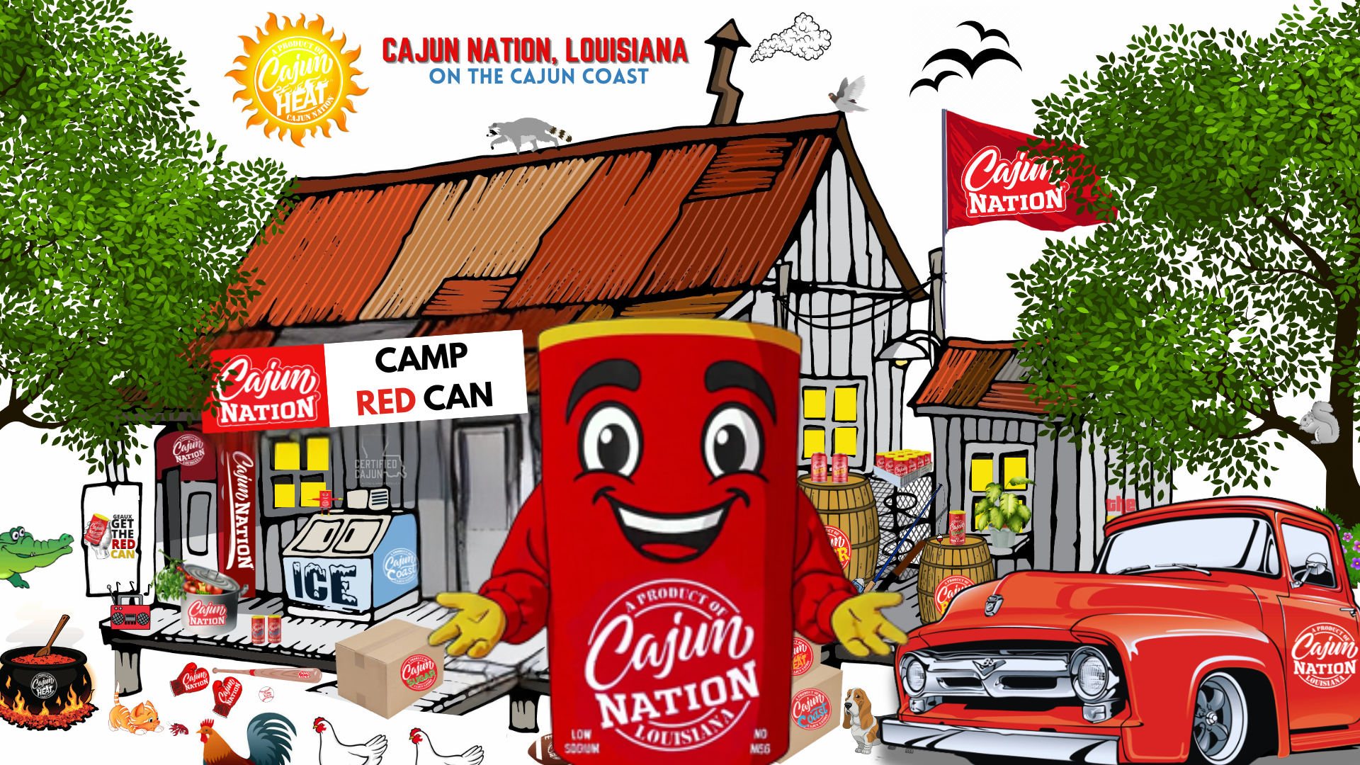Load video: Red Can Man in Cajun Nation, Louisiana, along the Cajun Coast!!