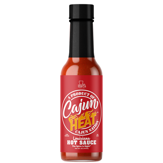 Cajun Nation Cajun Heat Low Sodium Louisiana Hot Sauce is a Certified Cajun LOW SODIUM 5 fluid ounces, flavorful blend of Louisiana Red Peppers with No MSG.  It contains 100mg of sodium.  Made in Cajun Nation, Louisiana along the Cajun Coast. 
