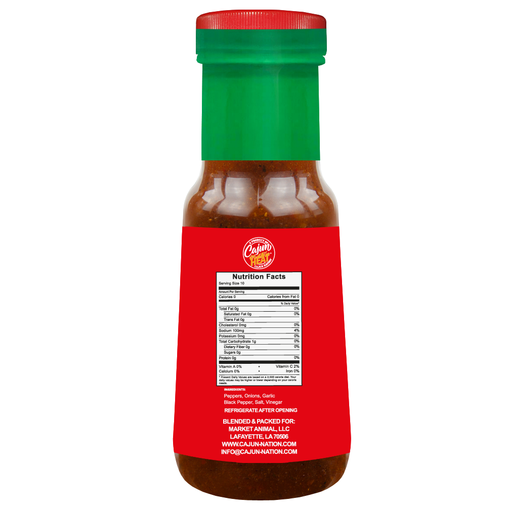 Cajun Nation Cajun Heat Red Chow Chow - Crushed Red Peppers is a Certified Cajun 6 fluid ounces, LOW SODIUM flavorful blend of Cajun Red Peppers with No MSG. It contains 100mg of sodium. Blended in Cajun Nation, Louisiana along the Cajun Coast.